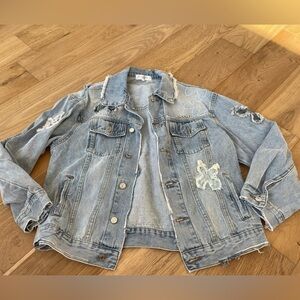 Kroche Paris distressed patch jean jacket large